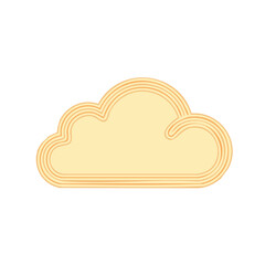 Leinwandbilder - Stylized Cloud Icon in Pastel Yellow with Repeating Line Details on Isolated Background