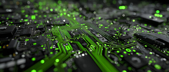 Poster - The glowing circuitry design showcasing intricate electronic patterns in vibrant green.