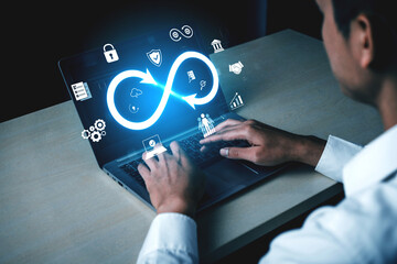 Poster - The infinity concept represents limitless innovation, creative growth, and embracing endless business opportunities for future advancement. Vouch