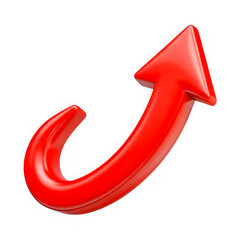 Leinwandbilder - Glossy red upward curved arrow isolated on transparent background