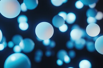 Poster - Vibrant abstract glowing spheres create an ethereal atmosphere in a dark space, Abstract Glowing Spheres 3D CGI