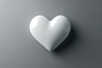 Aufkleber - white heart shape design on a smooth gray background with artistic flair and simplicity, white heart