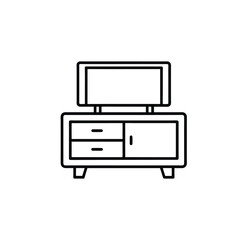 Poster - Outline television and table icon on white background