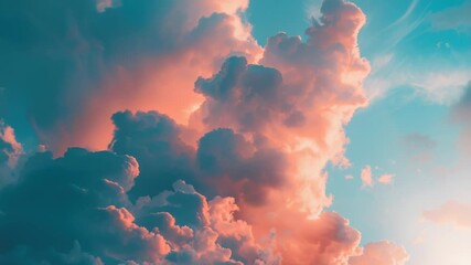 Wall Mural - aerial perspective of a plane soaring through a cloudy blue sky
