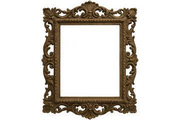Poster - Empty baroque style golden frame with transparent background, perfect for displaying artwork or photos