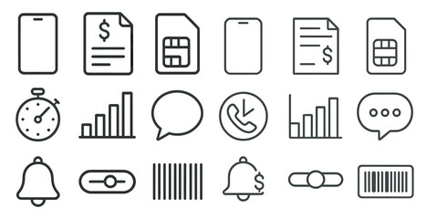 Poster - Collection of icons for various apps and devices, including a clock, a bell, a phone, and a barcode scanner