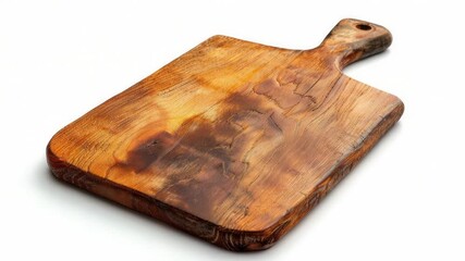 Aufkleber - A close-up of a wooden cutting board on a white surface, suitable for food styling or photography
