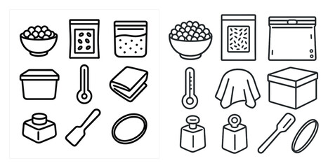 Fototapete - Set of kitchen items, including a bowl, a spoon, a cup, a bottle, a box, a bowl, a cup, a spoon, a bowl, a cup, a spoon, and a bowl