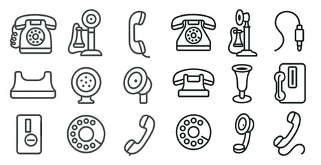 Poster - Collection of phone icons including a cell phone, a landline phone, and a corded phone