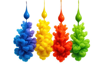 Poster - Colorful ink drops are mixing in water, creating abstract and vibrant shapes, on a transparent background, perfect for creative projects