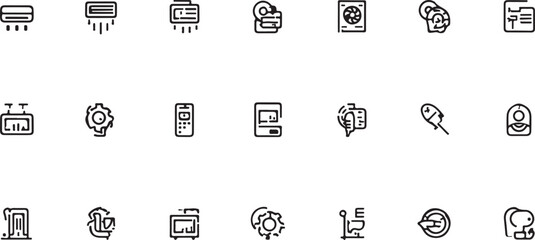 Leinwandbilder - Household appliance icons with editable stroke vector illustration air conditioner remote control