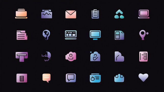 Colorful Gradient Icon Set: Modern Vector Illustrations for Web and App Design