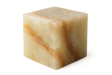 Aufkleber - Square block of polished honey onyx with natural veins isolated on transparent background, perfect for compositions