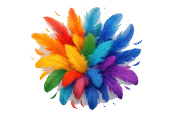 Aufkleber - Colorful feathers arranged in a circular shape creating a vibrant and festive atmosphere, ideal for various design projects on transparent background