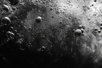 Poster - Underwater bubbles rising in a computer generated dark aquatic environment, Computer Generated underwater scene of bubbles rising through water Vertical s seamlessly
