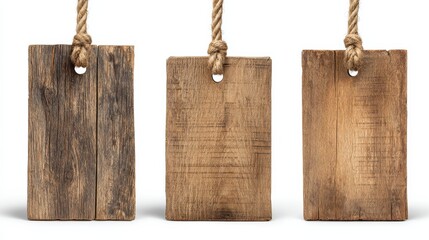 Poster - collection of various. empty wooden sign on white background. each one is shot separately, no logos, no brands