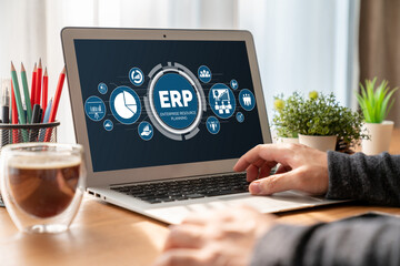 Fototapete - ERP enterprise resource planning software for modish business to plan the marketing strategy
