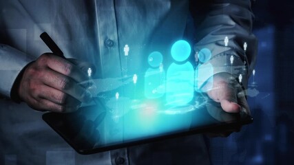 Poster - People networking, business connections, digital networking platforms, professional collaboration, and expanding opportunities through business relationship building and engagement. Muxer