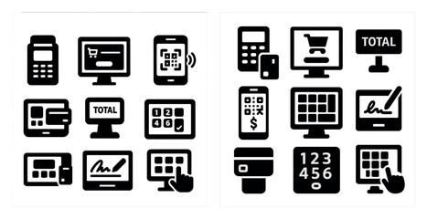 Poster - Variety of electronic devices, including a computer, a cell phone, and a tablet. The devices are all connected to a computer monitor, which is displaying a total sign
