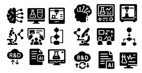 Poster - Variety of icons related to science and technology. The icons include a computer monitor, a keyboard, a mouse, a cell phone, a tablet, a TV, a computer mouse, a computer keyboard, a computer screen