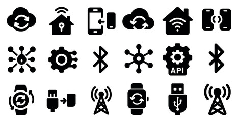Poster - Collection of icons for various devices and services, including a watch, a phone, a computer, and a home