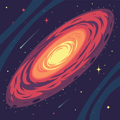 Poster - A vibrant and swirling nebula dominates the scene showcasing cosmic colors and interstellar dust in a detailed vector illustration