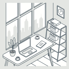 Poster - Clean Isometric Background of Modern Workspace for Design Projects
