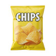 © muhammadHafeez - Bright yellow potato chips bag with delicious crispy chips displayed prominently on transparent background