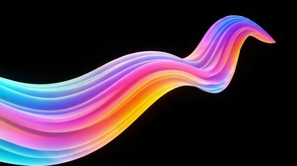 Vibrant Flowing Abstract Shape with Gradient Colors on Black Background a Digital Art Piece in Modern Style with Smooth Curves