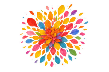 Poster - Colorful petals exploding outwards, forming a vibrant flower shape against a transparent background, ideal for creative projects