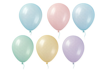 Aufkleber - Pastel balloons drifting weightlessly, creating cheerful atmosphere for celebratory graphic design projects and festive event stationery