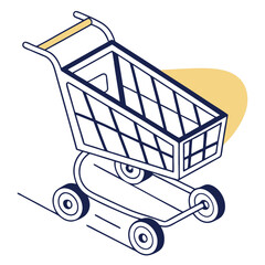 Poster - Modern Shopping Cart Icon A minimalist flat vector illustration of a shopping cart ideal for e commerce retail or online store designs Features a clean