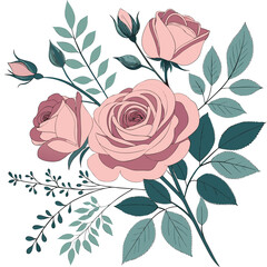 Poster - Floral pattern background with realistic botanical elements featuring a vibrant color palette and intricate details suitable for various creative projects possibly with a dog illustration