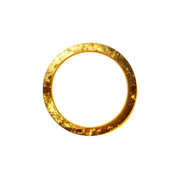 Lustrous golden ring with a textured surface, elegantly displayed on transparent background