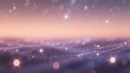 Poster - Gentle waves in a soft purple hue reflect a twilight sky filled with twinkling stars. The peaceful atmosphere invites calm and wonder as day transitions to night