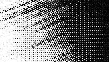 Poster - Black and white abstract transition halftone pattern with geometric shapes for sporty and modern background. Vector Format Illustration 