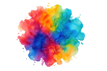 Poster - Vivid rainbow watercolor splash spreading dynamic colors, creating artistic graphic element against transparent backdrop