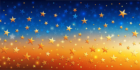 Poster - A captivating starry sky features numerous sparkling stars in shades of orange and blue, creating a magical atmosphere perfect for celebrations or storytelling