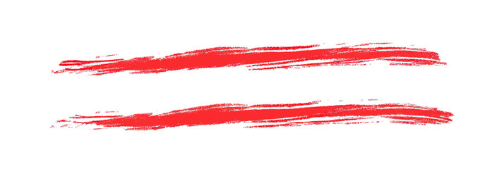 Poster - Red paint stroke brush underline lines hand drawn marker texture highlight design element vector illustration isolated on white background