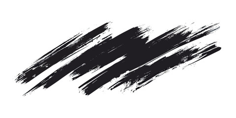 Poster - Black ink brush stroke abstract texture with rough edges and uneven paint lines on white background vector illustration for artistic design or grunge style effect