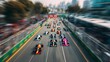 © JoaoNalio - Formula 1 cars compete in a high-speed race on a city track, creating a blur of motion.