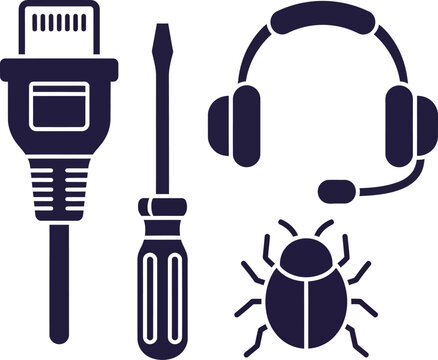 Vector art of tools for computer repair isolated on white background