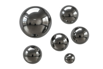 Aufkleber - Six reflective spheres of varying sizes create an abstract composition on a transparent background