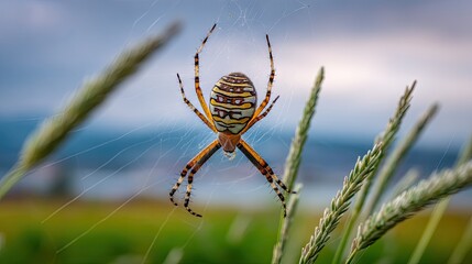 Close-up of a spider with intricate patterns on its body.