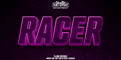 Poster - Racer editable text effect, customizable speed and purple 3d font style