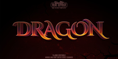 Poster - Dragon editable text effect, customizable fire and monster 3d font style