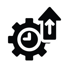 Poster - Efficiency optimization process improvement and time management with gear and arrow going up icon