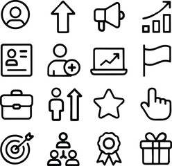 Poster - Minimalist Outline Business and Management Simple Symbol Line Icons Set