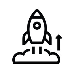 Poster - Rocket launch icon vector graphic for startup business success and innovation project development plan
