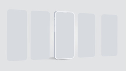 Poster - Modern Smartphone Mockup with Blank App Screens – Vector Mobile UI Template for Responsive Web Design, App Showcase, and Banner Background Presentation